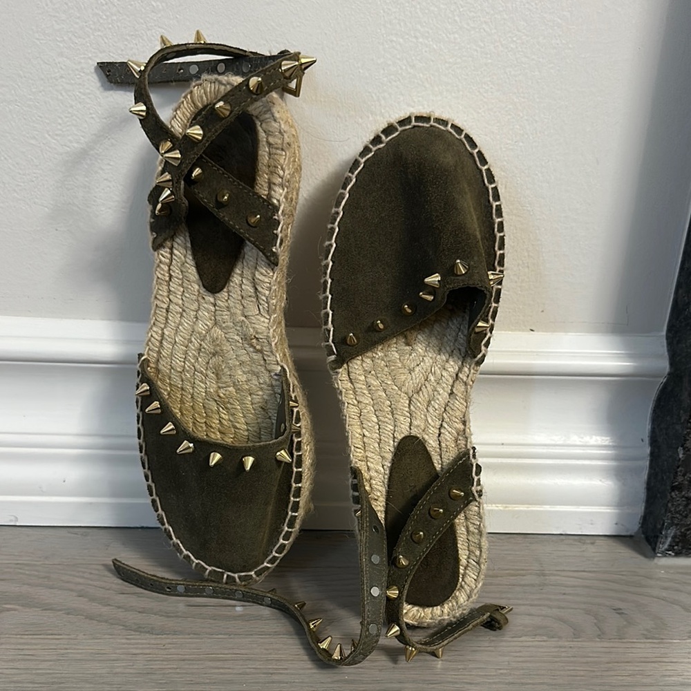 Zara Olive Studded Espadrilles